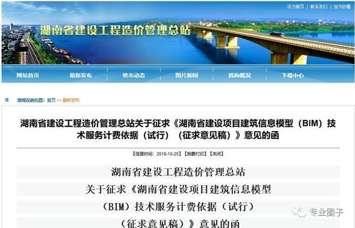 湖南省建設(shè)工程造價管理總站關(guān)于征求 湖南省建設(shè)項目建筑信息模型 BIM 技術(shù)服務(wù)計費依據(jù) 意見的函