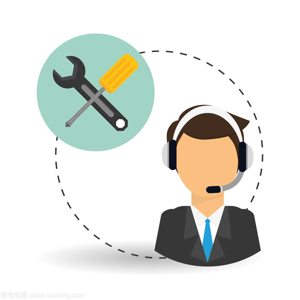 技術服務。電話中心圖標。支持概念